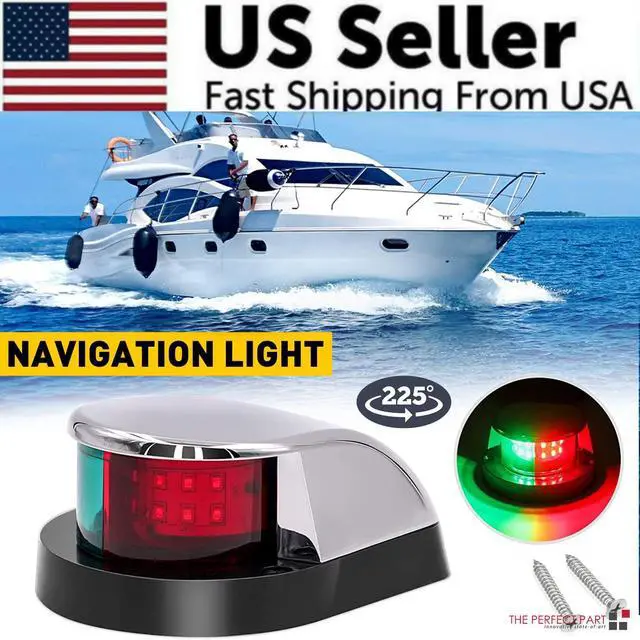 Alt view image 2 of 7 - Waterproof Boat Navigation Light LED Bow Marine Front Pontoon Lamp Red Green 12V