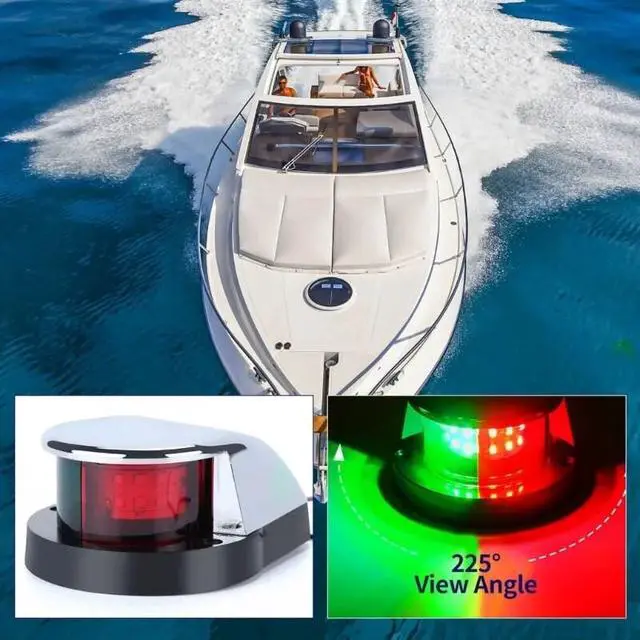 Alt view image 5 of 7 - Waterproof Boat Navigation Light LED Bow Marine Front Pontoon Lamp Red Green 12V