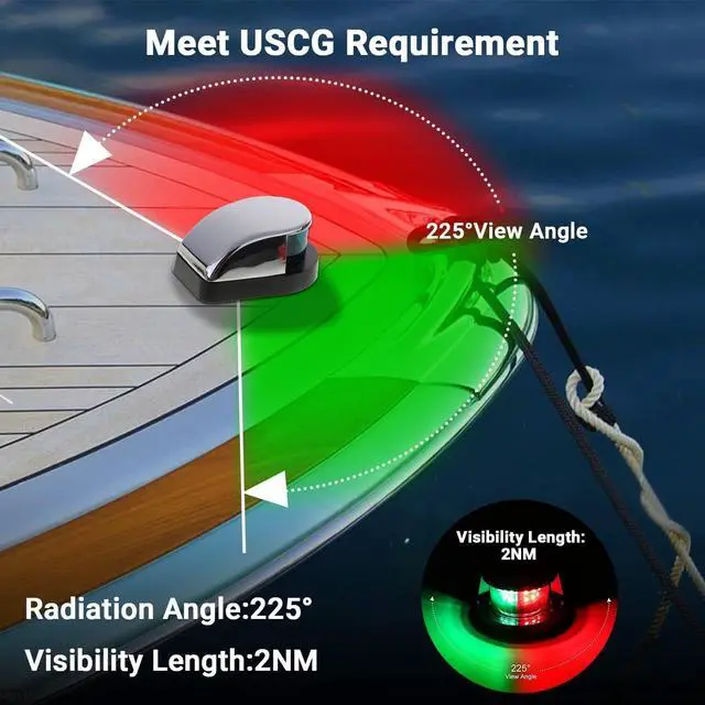 Alt view image 4 of 7 - Waterproof Boat Navigation Light LED Bow Marine Front Pontoon Lamp Red Green 12V