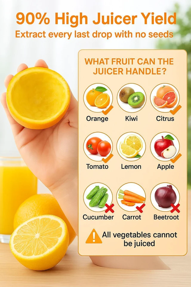 Alt view image 3 of 7 - Electric Citrus Juicer Rechargeable Hands-Free Masticating Orange Lemon Squeezer