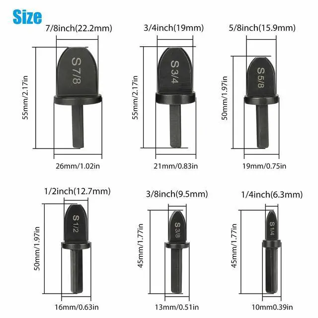 Alt view image 4 of 4 - 6x Swaging Tool Drill Bit Set Air Conditioner Copper Pipe Flaring Tube Expander