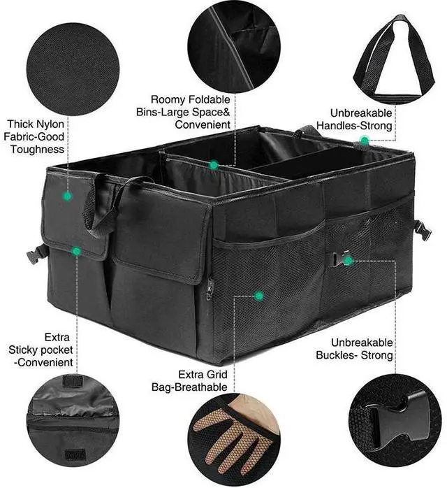 Alt view image 3 of 7 - Trunk Cargo Organizer Folding Storage Collapse Bag Bin For Car Truck SUV 40L US