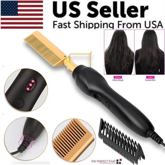 Alt view image 2 of 7 - Hair Straightener Comb Pro Electric Beard Straightening Comb Heat Hot Comb Press