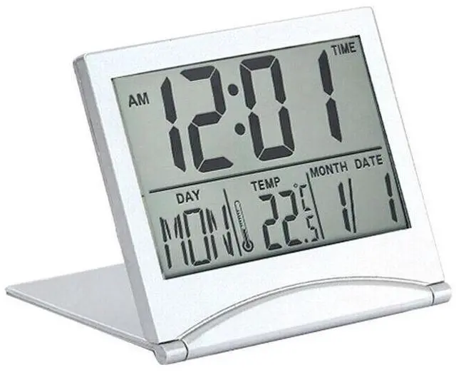 Alt view image 3 of 7 - Digital Travel Alarm Clock Foldable Temperature LCD Clock Compact Desk Timer New