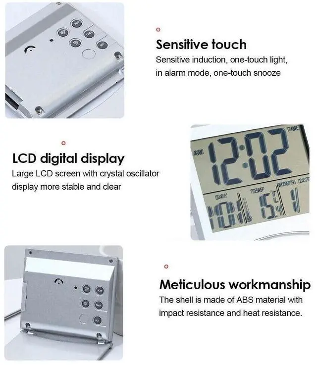 Alt view image 6 of 7 - Digital Travel Alarm Clock Foldable Temperature LCD Clock Compact Desk Timer New