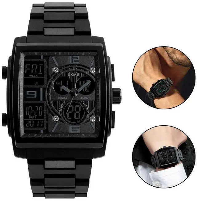 Alt view image 3 of 7 - Chronograph Men's Digital Army Military Sport Quartz Analog Waterproof Watch US