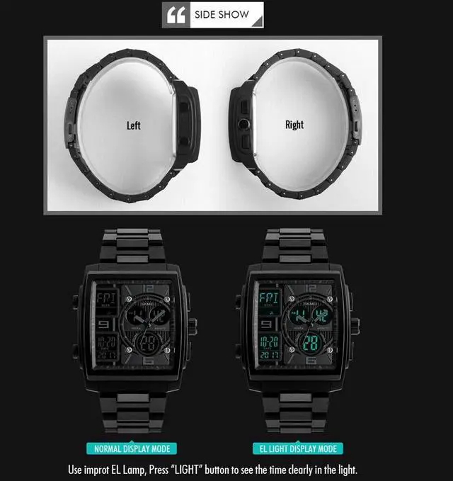 Alt view image 5 of 7 - Chronograph Men's Digital Army Military Sport Quartz Analog Waterproof Watch US