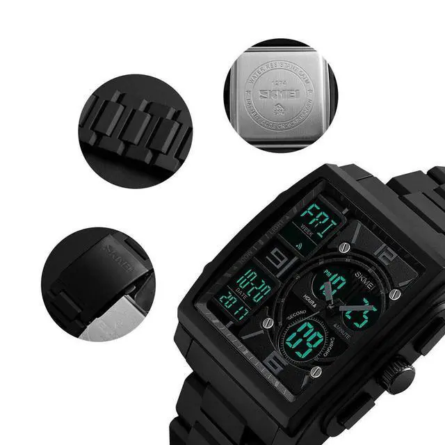 Alt view image 7 of 7 - Chronograph Men's Digital Army Military Sport Quartz Analog Waterproof Watch US