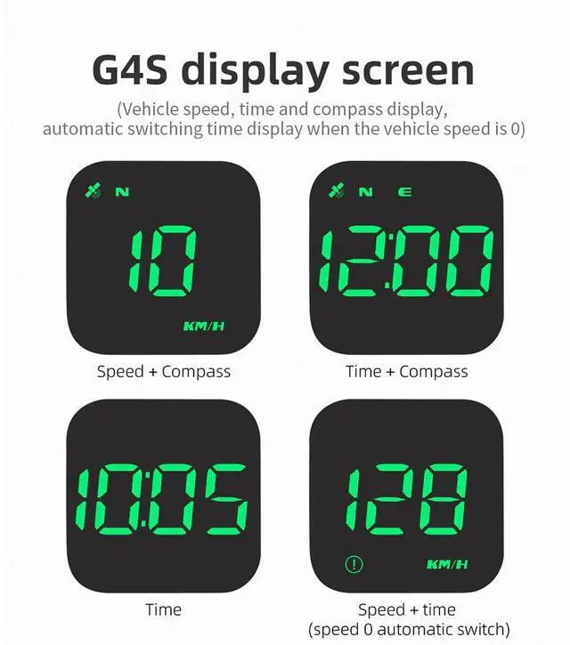 Alt view image 3 of 7 - Digital Car HUD GPS Speedometer Head Up Display MPH KMH Compass Overspeed Alarm