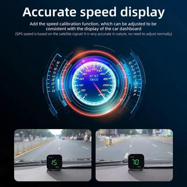 Alt view image 5 of 7 - Digital Car HUD GPS Speedometer Head Up Display MPH KMH Compass Overspeed Alarm