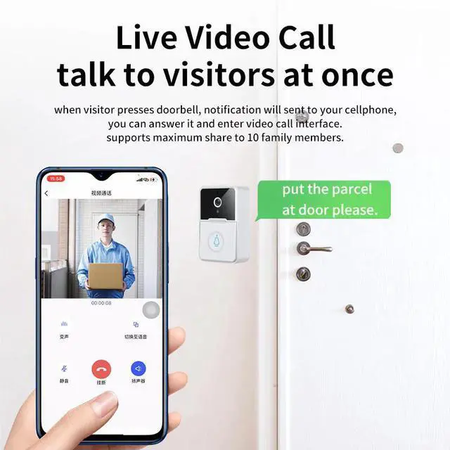 Alt view image 4 of 7 - Wireless Security Smart WiFi Doorbell Intercom Video Camera Door Ring Bell Chime