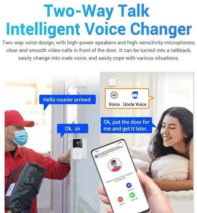 Alt view image 5 of 7 - Wireless Security Smart WiFi Doorbell Intercom Video Camera Door Ring Bell Chime
