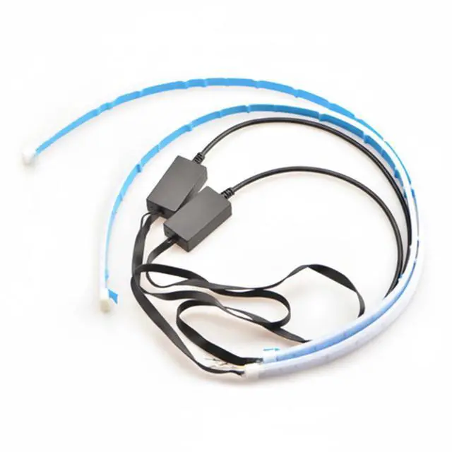 Main image of 2 x 60CM Slim Amber Sequential Flexible LED DRL Turn Signal Strip For Headlight