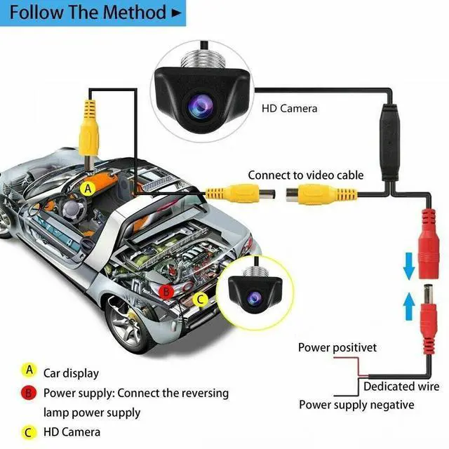 Alt view image 6 of 7 - Car Rear View Reverse Camera Parking Backup Cam HD Night Vision Waterproof 170°