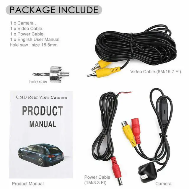 Alt view image 7 of 7 - Car Rear View Reverse Camera Parking Backup Cam HD Night Vision Waterproof 170°