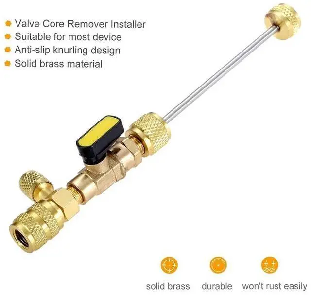 Alt view image 4 of 7 - HVAC Tool AC Schrader Valve Core Remover Dual Size 1/4 and 5/16 Port Installer