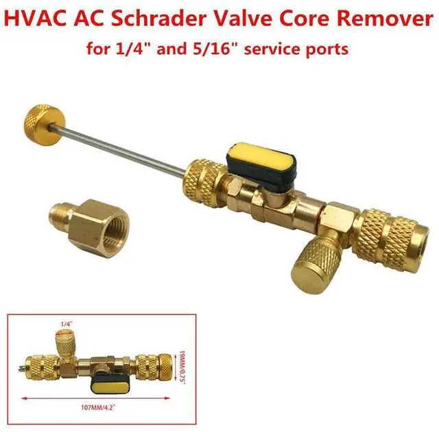 Alt view image 7 of 7 - HVAC Tool AC Schrader Valve Core Remover Dual Size 1/4 and 5/16 Port Installer
