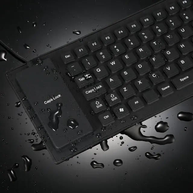 Alt view image 3 of 7 - Waterproof Silicone Keyboard Foldable Flexible USB Dustproof DirtProof Full Size