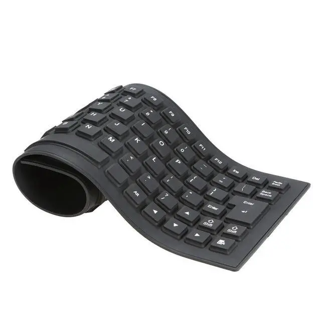 Alt view image 7 of 7 - Waterproof Silicone Keyboard Foldable Flexible USB Dustproof DirtProof Full Size