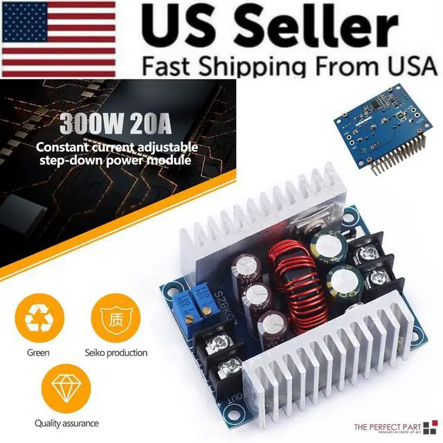 Alt view image 2 of 7 - 20A 300W Synchronous Buck Module DC Step Down Voltage CC Power 5V 12V 24V 36V