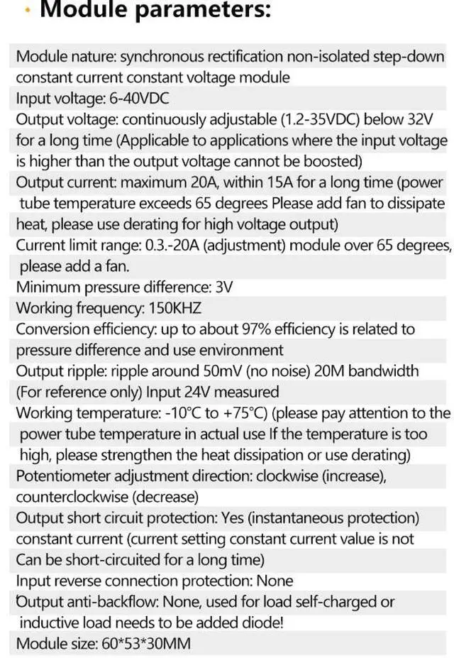 Alt view image 6 of 7 - 20A 300W Synchronous Buck Module DC Step Down Voltage CC Power 5V 12V 24V 36V