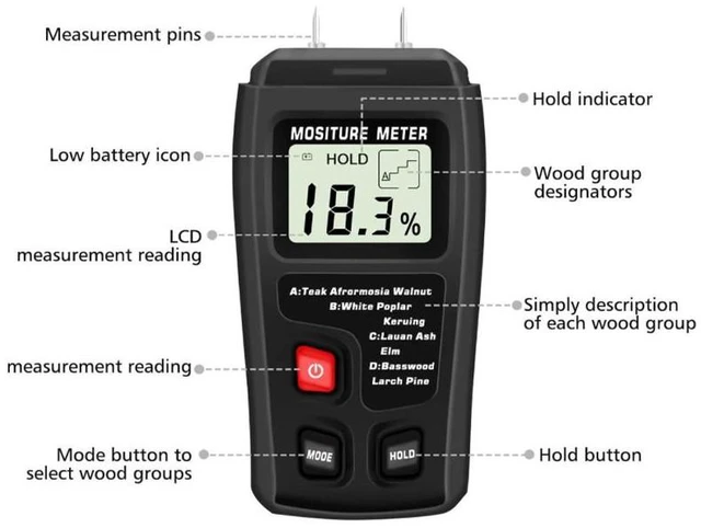 Alt view image 4 of 7 - Digital LCD Wood Moisture Meter Detector Tester Wood Firewood Paper Cardboard