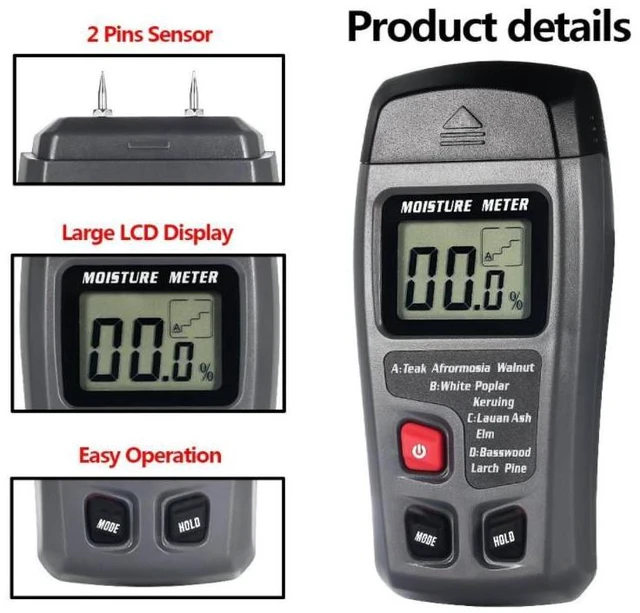 Alt view image 7 of 7 - Digital LCD Wood Moisture Meter Detector Tester Wood Firewood Paper Cardboard