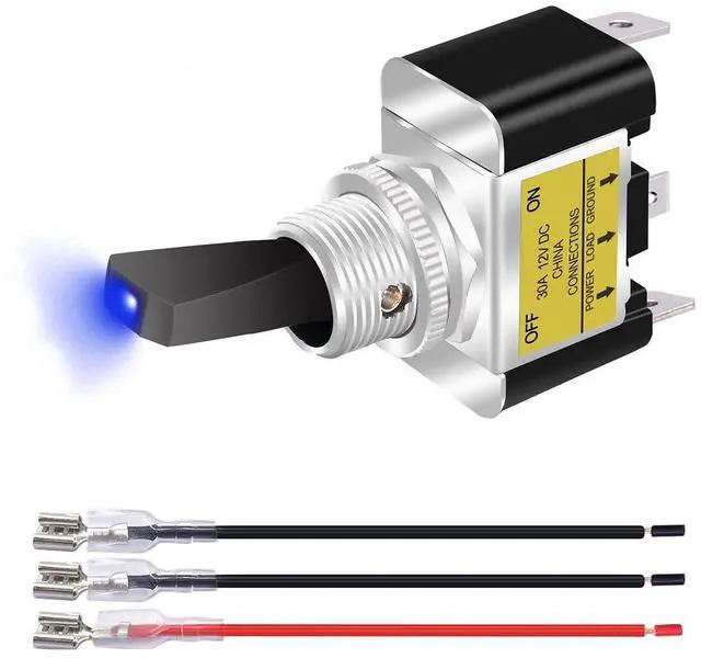 Main image of 3Pcs 12V 30A Blue LED Light Toggle Rocker ON/OFF Switch 3Pin Marine Car Boat ATV