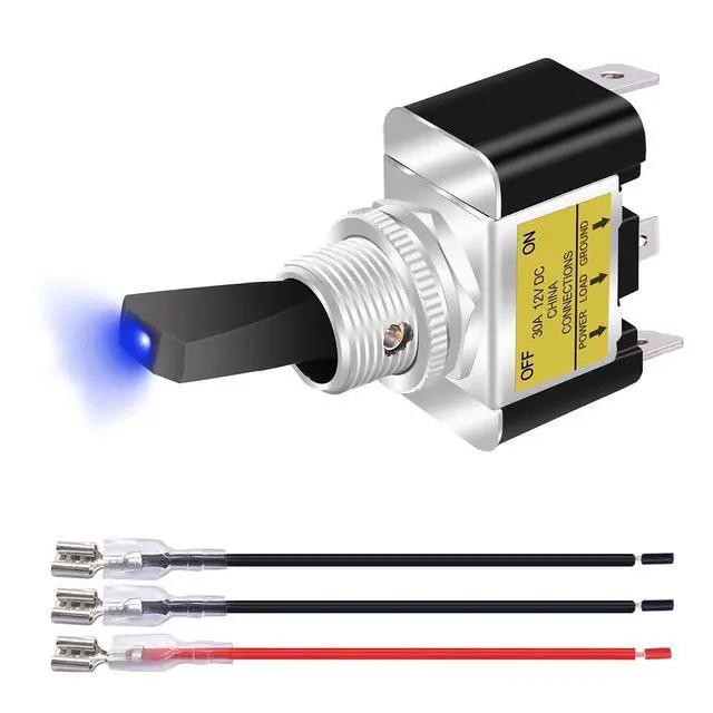 Alt view image 7 of 7 - 3Pcs 12V 30A Blue LED Light Toggle Rocker ON/OFF Switch 3Pin Marine Car Boat ATV