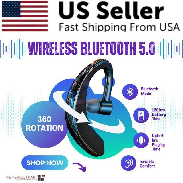 Alt view image 3 of 7 - Wireless Bluetooth 5.0 Earpiece Headset Driving Trucker Earbuds Noise Cancelling