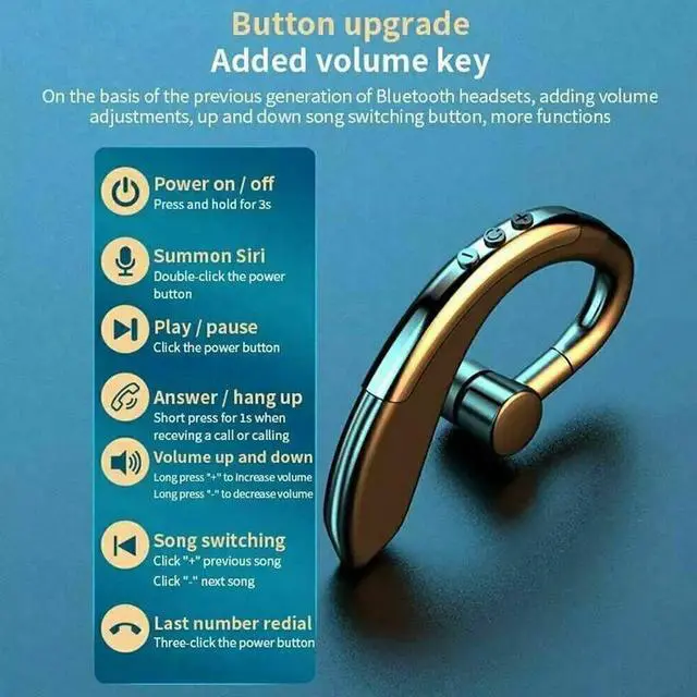 Alt view image 7 of 7 - Wireless Bluetooth 5.0 Earpiece Headset Driving Trucker Earbuds Noise Cancelling