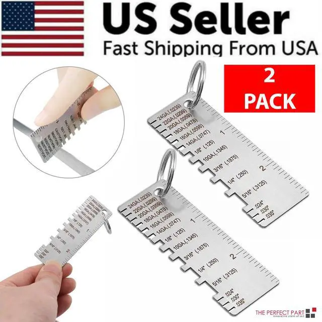 Alt view image 2 of 7 - 2PCS Thickness Gage Sheet Metal Gauge Measuring Tool Wire Gauge Stainless Steel