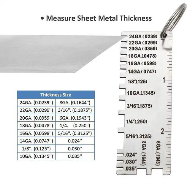 Alt view image 5 of 7 - 2PCS Thickness Gage Sheet Metal Gauge Measuring Tool Wire Gauge Stainless Steel