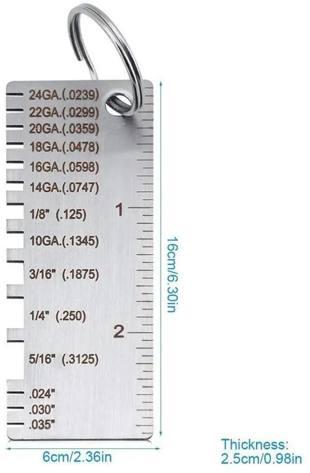 Alt view image 7 of 7 - 2PCS Thickness Gage Sheet Metal Gauge Measuring Tool Wire Gauge Stainless Steel