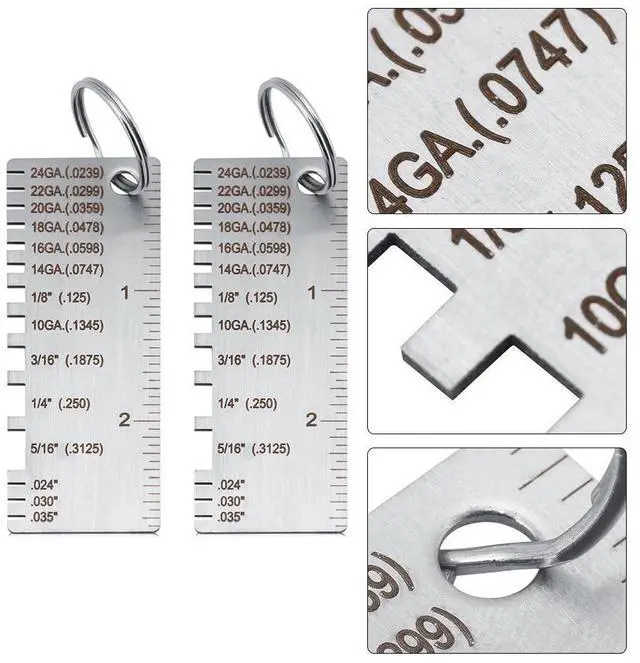 Alt view image 4 of 7 - 2PCS Thickness Gage Sheet Metal Gauge Measuring Tool Wire Gauge Stainless Steel