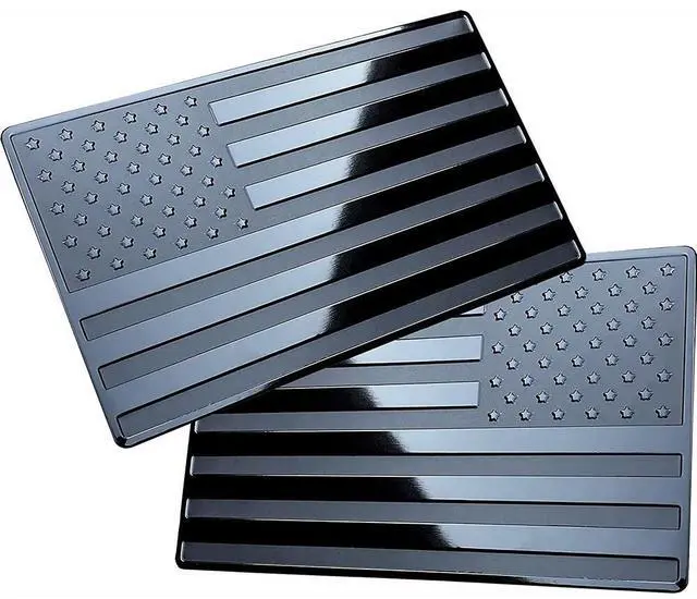 Alt view image 7 of 7 - 2PCS Metal USA Flag Sticker American Car Truck Decal Emblem Black