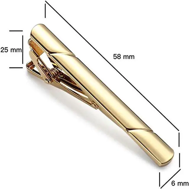 Alt view image 7 of 7 - 4PCS Mens Stainless Steel Tie Clip Necktie Bar Clasp Clamp Pin Gold Black Silver