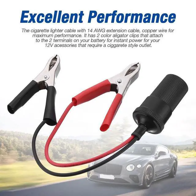 Alt view image 4 of 7 - 2PCS Car Battery Alligator Clamp Clip Cigarette Lighter Power Adapter Socket 12V