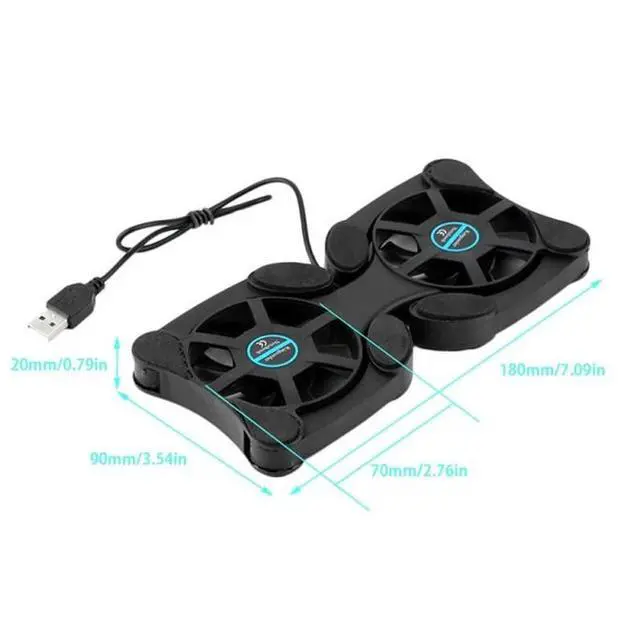 Alt view image 4 of 7 - Dual USB Cooling Fan Pad Foldable Slim Fans Cooler Stand For Laptop PC Notebook