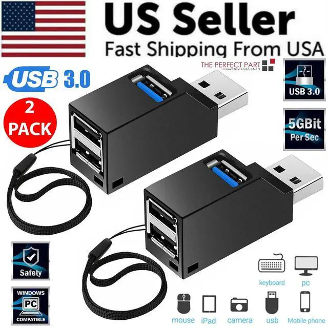Alt view image 2 of 7 - 2 Pcs 3 Port USB 3.0 Hub Portable High Speed Splitter Box For PC Notebook Laptop