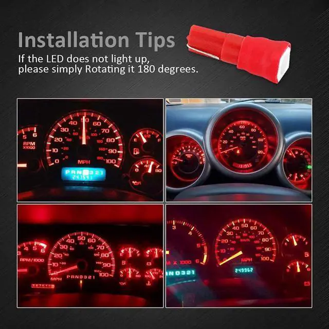 Alt view image 6 of 7 - 70PCS T5 T10 5050-SMD LED Speedometer Instrument Gauge Cluster Dash Light Bulbs