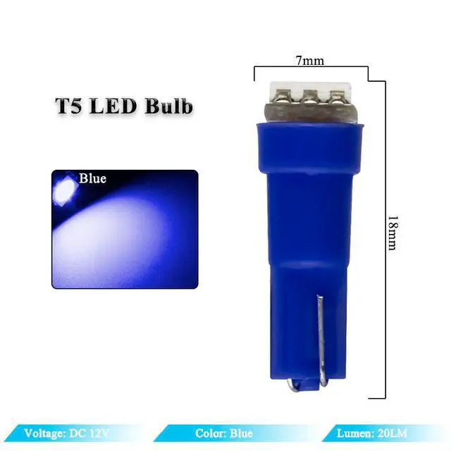 Alt view image 7 of 7 - 70PCS T5 T10 5050-SMD LED Speedometer Instrument Gauge Cluster Dash Light Bulbs