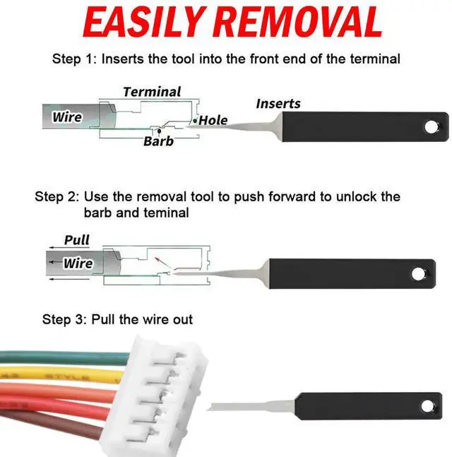 Alt view image 7 of 7 - 18Pcs Heavy Duty Thick Car Terminal Removal Kit Wire Connector Pin Release Tool