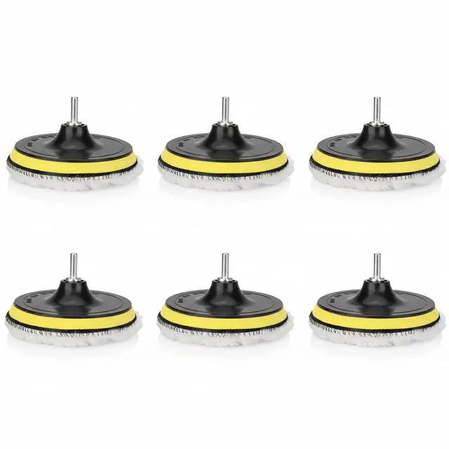 Main image of 5PCS 6" Buffing Polishing Pad Wool Wheel Mop Kit For Car Polisher Drill Adapter