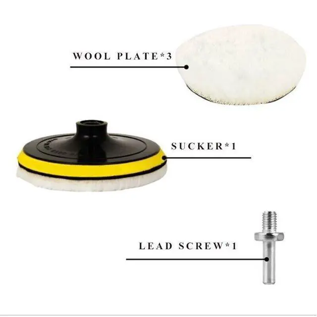 Alt view image 4 of 7 - 5PCS 6" Buffing Polishing Pad Wool Wheel Mop Kit For Car Polisher Drill Adapter