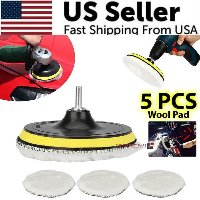 Alt view image 2 of 7 - 5PCS 6" Buffing Polishing Pad Wool Wheel Mop Kit For Car Polisher Drill Adapter