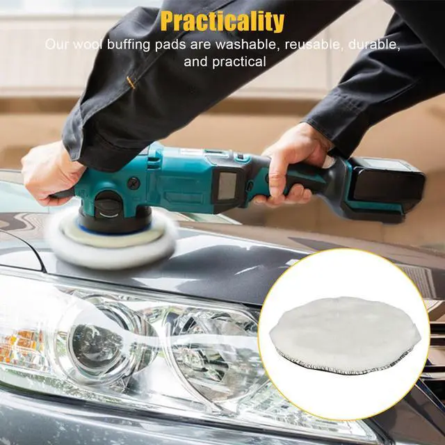 Alt view image 7 of 7 - 5PCS 6" Buffing Polishing Pad Wool Wheel Mop Kit For Car Polisher Drill Adapter