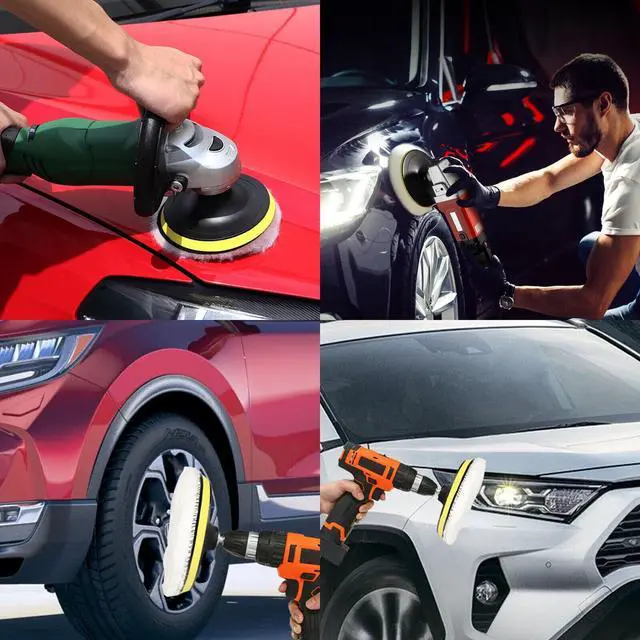 Alt view image 5 of 7 - 5PCS 6" Buffing Polishing Pad Wool Wheel Mop Kit For Car Polisher Drill Adapter