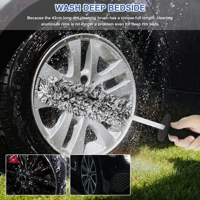 Alt view image 5 of 7 - Car Alloy Wheel Cleaning Brush Tool Tire Washing Clean Soft Bristle Cleaner US