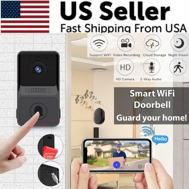 Alt view image 2 of 7 - Smart Wireless WiFi Doorbell Intercom Video Camera Door Ring Bell Chime Security
